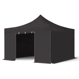 TOOLPORT Faltpavillon 4 x 4 m inkl. 4 Seitenteile Schwarz