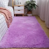 XUEDNGM Waschbarer Teppich Shaggy Teppich 190 x 310 cm Anti-Rutsch, Flauschig, Weich, Waschbar, Langflor Hochflor Waschbarer Teppich rutschfest Fellteppich für Wohnzimmer, Schlafzimmer, Lila