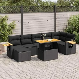 vidaXL Garten-Lounge-Set 8-tlg. schwarz