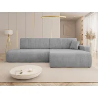 MIRJAN24 Ecksofa Piano O Cord, mit Bettkasten und Schlaffunktion, 262x145x82 cm, Rückenlehne in Form beweglicher Kissen grau