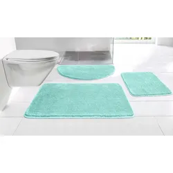 Badematte MY HOME "Merida Kurzflor, Badteppich, Badvorleger, Badezimmer Teppich" Gr. 5, grün (mint), H:15mm, Polyacryl, Badematten, Badematten, Uni Farben, als halbrund und rechteckig erhältlich