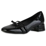 VAN HILL Damen Riemchenballerinas in Schwarz Lack