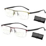 Sherum Intellireaders, Outfany Intellireader, Gleitsichtbrille Herren, Libiyi Intelligente Lesebrille, Outfany Lesebrille, Progressive Fern- Und Nah-Lesebrille Aus Titan (1.5x,Gold+Red)