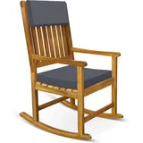 Casaria® Schaukelstuhl Gartenstuhl Holz Anthrazit 160kg Belastbar Bezug 30° Waschbar Armlehne Schaukelsessel Garten Balkon Stuhl Wetterfest Schwingsessel Akazie