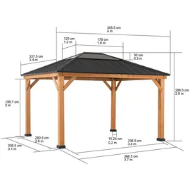 Sunjoy Zedernholz Gazebo BRURI - 336cm x 394cm, anthrazit