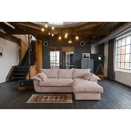 KAWOLA Ecksofa DAMETO Pink Cord mit Schlaffunktion