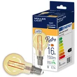 Müller-Licht Retro LED G45 Filament Tropfenform E14 gold, 2.2W ersetzt 16W, nostalgisches superwarmweißes (2000K) Licht für ein gemütliches Ambiente, nicht dimmbar, 15000h Lebensdauer, 401076