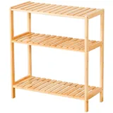 Floordirekt Bambus-Standregal Holzregal mit 3 Etagen