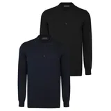 Felix Hardy Polokragenpullover Pullover mit Polo-Kragen 2er-Pack schwarz 2XL