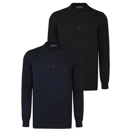 Felix Hardy Polokragenpullover Pullover mit Polo-Kragen 2er-Pack schwarz 2XL