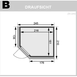 Karibu Ainur 3 inkl. 9 kW Bio-Kombiofen + ext. Steuerung + Dachkranz