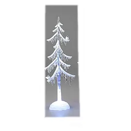 Formano LED Weihnachtsbaum Acryl 25 cm Dekobaum mit Vogel – Winterdeko - Weiß