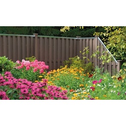 WPC Sichtschutz Büsum 90 x 180 auf 90 cm – WPC Sichtschutzzaun, Braun – Bretterzaunoptik – abgeschrägtes Zaunelement für Garten & Grundstück
