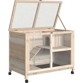 PawHut Kaninchenstall 91,5 x 53,3 x 73 cm Natur