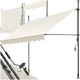 tectake® Klemmmarkise mit Handkurbel, Balkon Markise ohne Bohren, Markise höhenverstellbar, UV-beständig, wasserabweisend, Terrassenüberdachung, Sonnenschutz Terrasse & Balkon, Breite 250 cm - beige