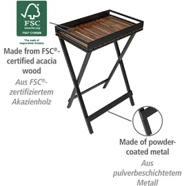 Wenko Beistelltisch Taba schwarz mit Tablett Mod. zertifiziertes Akazienholz