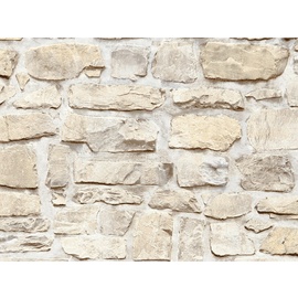 A.S. Création Vliestapete mit Steinmotiv Naturstein 0,53 x 10,05 m – Beige, Creme – Stein Tapete Made in Germany – 363703