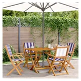 vidaXL Gartenstühle 4 Stk. Klappbar Blau und Weiß Stoff und Massivholz