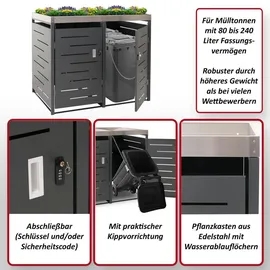MCW 2er-/4er-Mülltonnenverkleidung H40 125x140x102cm Anthrazit