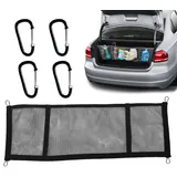 Autodecken-Gepäcknetz, Kofferraumnetz | Elastischer LKW-Ladeflächen-Organizer - 3-Gitter-Kofferraumtasche für den Autoinnenraum mit 4 Karabinern, hochbelastbare Kofferraumtasche zum Aufhängen für Camp