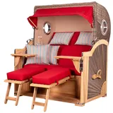 Mr. Deko bene,iving Strandkorb Komplettset Königssee Teak Bullauge PE grau Modell 585