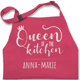 Kinderschürze Schürze Kinder Jungen Mädchen - Kochschürze - Queen of the Kitchen mit Name I Küchenchefin I Chefköchin - 7-14 Jahre - Pink - kinderkochschürze koch kinderkochschürzen kind - 7-13 Jahre