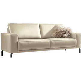 Home Affaire 2-Sitzer HOME AFFAIRE "Apiro bequem, eleganter Metallfuß, bodenfrei. Breite 158cm", beige (natur), B:158cm H:87cm T:88cm, Sofas, auch mit motorischem Sitzvorzug, Dickleder, Federkern