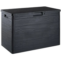 Ondis24 Kissenbox Auflagenbox Gartentruhe Terrassenbox Woody in Holzoptik anthrazit 160L