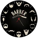 speecheese Barber Wanduhr mit unterschiedlichen Barttypen Witzige Uhr für Männer mit Bart oder als stilvolle Deko in deinem eigenen Barbershop