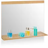 Relaxdays Wandspiegel mit Ablage, Bambus Rahmen, HxB 68,5 cm, Aufhängespiegel Bad, Schlafzimmer & Garderobe, Natur