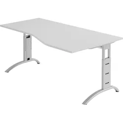 bümö manuell höhenverstellbarer Schreibtisch 180x100 cm in grau - PC Tisch höhenverstellbar & groß, höhenverstellbarer Tisch Büro, großer