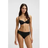 Hugo Underwear Slip mit Spitzenbesatz, mittlere Bundhöhe, Microfaserqualität schwarz