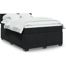 vidaXL Boxspringbett mit Matratze Schwarz 140x200 cm Samt