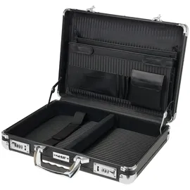 HMF Alu Aktenkoffer Herren mit Zahlenschloss, 45 x 33 x 11 cm, Schwarz