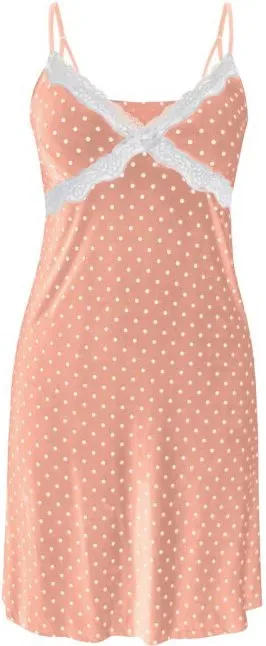 IZURIA Spitzen-Dessouskleid mit schmalem Spitzenkragen und V-Ausschnitt, rosa Polka-Dots, Größe L
