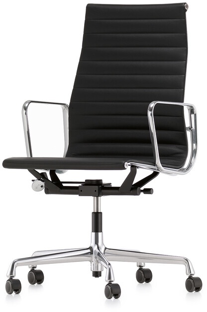 Vitra Bürodrehsessel Alu-Chair schwarz, Designer Charles & Ray Eames, 101-113x58.5x58-72 cm