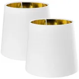 Navaris 2x Lampenschirm Tischlampe E14 rund - 15,2cm hoch - 13,7-17,2cm breit - Lampenschirme für Tischlampen Set - E 14 Leuchtenschirm Weiß-Gold