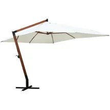 vidaXL Ampelschirm mit Holzmast 400 x 300 cm Weiß