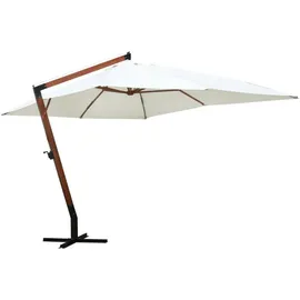 vidaXL Ampelschirm mit Holzmast 400 x 300 cm Weiß