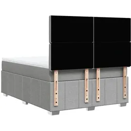 vidaXL Boxspringbett mit Matratze Hellgrau 140x200 cm Stoff