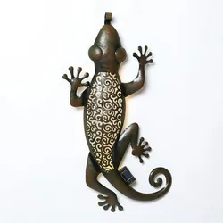 LED Solar Gartendeko GECKO Terrasse Hauswand Wanddeko H: 72cm braun