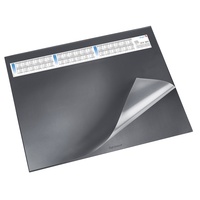 Läufer 44536 Durella DS Schreibtischunterlage mit transparenter Auflage und Kalender, rutschfeste Schreibunterlage, 40 x 53cm, schwarz