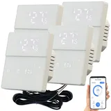 Revolt 4er-Set WLAN-Fußbodenheizung-Thermostate mit App, weiß