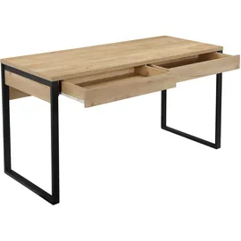 OTTO home Schreibtisch OTTO HOME "Moid, Computertisch im modernen Design", schwarz (eiche natur, schwarz, schwarz, eiche natur), B:140cm H:77cm T:60cm, Tische, Schreibtisch, Breite 120/140/160 cm, mit Metallbeinen & Schublade