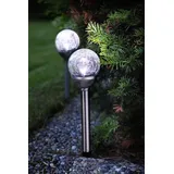 Star Trading Solarleuchte Edelstahl, Glas, Kunststoff 39,0 cm 2er Set silber