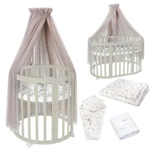 Waldin Babybett OWAL Kinderbett 7in1 mit Matratze, mitwachsendes Kinder-Bett