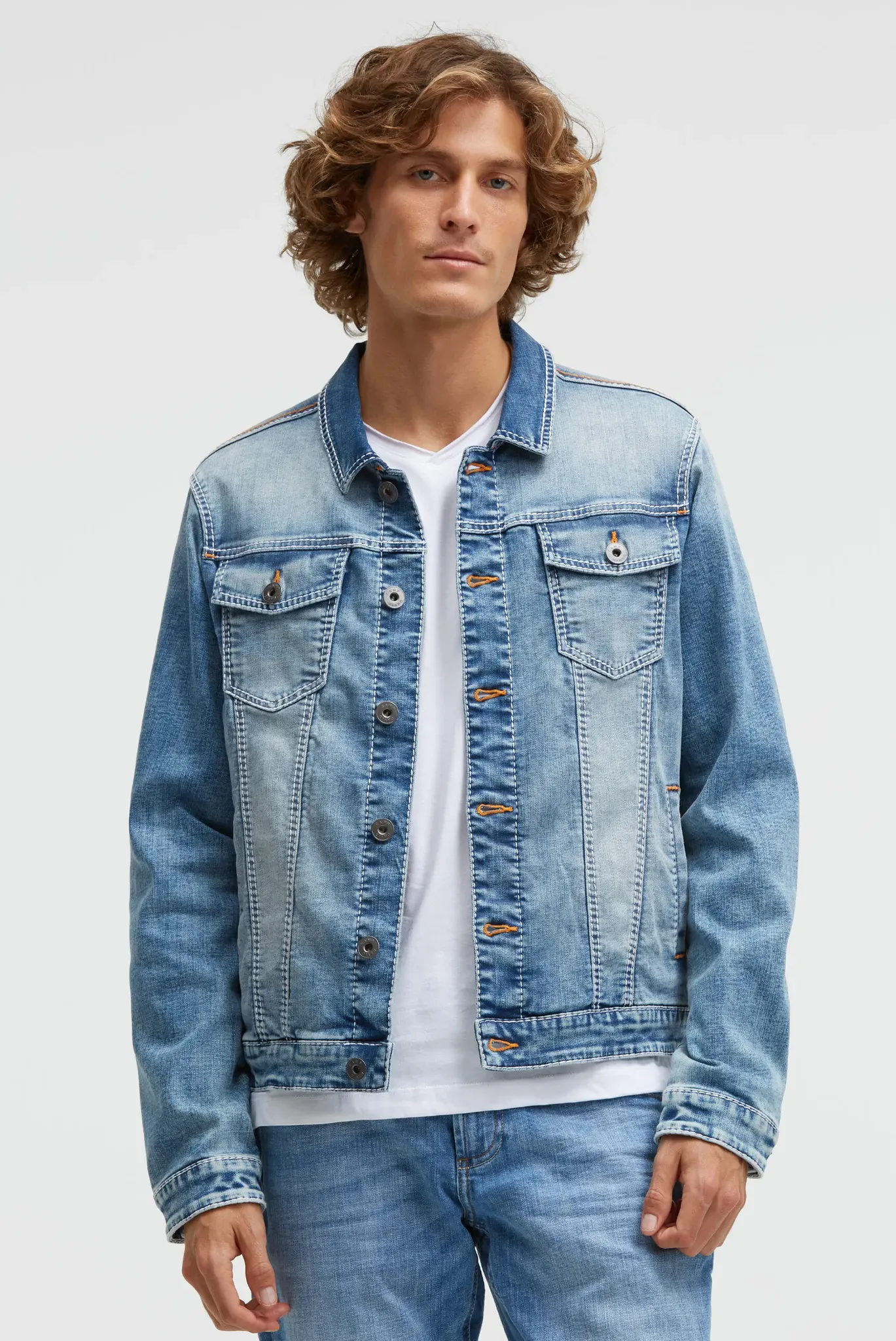 Jeansjacke CAMP DAVID, Herren, Gr. 3XL, vintage blau, Jeans, Material: 72% Baumwolle, 26% Polyester, 2% Elasthan, regular fit normal, eingesetzt 1-Knopf-Manschette, Jacken Jeansjacke, mit Brusttaschen