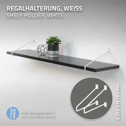 4 Stück Regalhalterung, 265 mm, Weiß, aus Stahl, Haarnadel Regalhalterungen, Schwebe Regalwinkel, Hairpin Wandhalterung