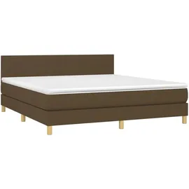 vidaXL Boxspringbett mit Matratze & LED Dunkelbraun 180x200 cm Stoff