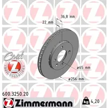 ZIMMERMANN Bremsscheibe Coat Z 600.3250.20 Vorderachse, außenbelüftet, beschichtet, hochgekohlt
